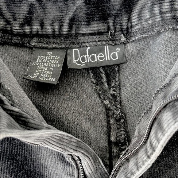 Rafaella Women's Black Corduroy Pants Wide Leg Size 12 Stretchy Cotton Blend - Picture 3 of 5